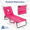 image:imageGoplus Tanning Chair Folding Beach Lounge Chair with Face Hole Removable Pillow Carry Strap Position Adjustable Sunbathing Chair Portable Outside Lounge Chair for Patio Pool 1 RedPink Stripe