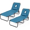 image:imageGoplus Tanning Chair Folding Beach Lounge Chair with Face Hole Removable Pillow Carry Strap Position Adjustable Sunbathing Chair Portable Outside Lounge Chair for Patio Pool 1 RedNavy
