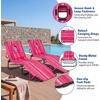 image:imageGoplus Tanning Chair Folding Beach Lounge Chair with Face Hole Removable Pillow Carry Strap Position Adjustable Sunbathing Chair Portable Outside Lounge Chair for Patio Pool 1 RedPink Stripe
