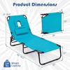 image:imageGoplus Tanning Chair Folding Beach Lounge Chair with Face Hole Removable Pillow Carry Strap Position Adjustable Sunbathing Chair Portable Outside Lounge Chair for Patio Pool 1 RedSky Blue