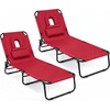 image:imageGoplus Tanning Chair Folding Beach Lounge Chair with Face Hole Removable Pillow Carry Strap Position Adjustable Sunbathing Chair Portable Outside Lounge Chair for Patio Pool 1 RedRed