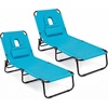 image:imageGoplus Tanning Chair Folding Beach Lounge Chair with Face Hole Removable Pillow Carry Strap Position Adjustable Sunbathing Chair Portable Outside Lounge Chair for Patio Pool 1 RedSky Blue