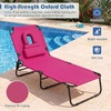 image:imageGoplus Tanning Chair Folding Beach Lounge Chair with Face Hole Removable Pillow Carry Strap Position Adjustable Sunbathing Chair Portable Outside Lounge Chair for Patio Pool 1 RedPink