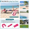 image:imageGoplus Tanning Chair Folding Beach Lounge Chair with Face Hole Removable Pillow Carry Strap Position Adjustable Sunbathing Chair Portable Outside Lounge Chair for Patio Pool 1 RedPink Stripe