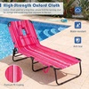 image:imageGoplus Tanning Chair Folding Beach Lounge Chair with Face Hole Removable Pillow Carry Strap Position Adjustable Sunbathing Chair Portable Outside Lounge Chair for Patio Pool 1 RedPink Stripe