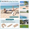 image:imageGoplus Tanning Chair Folding Beach Lounge Chair with Face Hole Removable Pillow Carry Strap Position Adjustable Sunbathing Chair Portable Outside Lounge Chair for Patio Pool 1 RedBeige