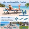 image:imageGoplus Tanning Chair Folding Beach Lounge Chair with Face Hole Removable Pillow Carry Strap Position Adjustable Sunbathing Chair Portable Outside Lounge Chair for Patio Pool 1 RedBlue Stripe