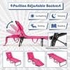 image:imageGoplus Tanning Chair Folding Beach Lounge Chair with Face Hole Removable Pillow Carry Strap Position Adjustable Sunbathing Chair Portable Outside Lounge Chair for Patio Pool 1 RedPink Stripe