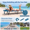 image:imageGoplus Tanning Chair Folding Beach Lounge Chair with Face Hole Removable Pillow Carry Strap Position Adjustable Sunbathing Chair Portable Outside Lounge Chair for Patio Pool 1 RedNavy