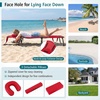 image:imageGoplus Tanning Chair Folding Beach Lounge Chair with Face Hole Removable Pillow Carry Strap Position Adjustable Sunbathing Chair Portable Outside Lounge Chair for Patio Pool 1 RedRed