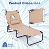 image:imageGoplus Tanning Chair Folding Beach Lounge Chair with Face Hole Removable Pillow Carry Strap Position Adjustable Sunbathing Chair Portable Outside Lounge Chair for Patio Pool 1 RedBeige