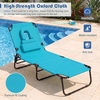 image:imageGoplus Tanning Chair Folding Beach Lounge Chair with Face Hole Removable Pillow Carry Strap Position Adjustable Sunbathing Chair Portable Outside Lounge Chair for Patio Pool 1 RedSky Blue