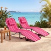 image:imageGoplus Tanning Chair Folding Beach Lounge Chair with Face Hole Removable Pillow Carry Strap Position Adjustable Sunbathing Chair Portable Outside Lounge Chair for Patio Pool 1 RedPink Stripe