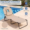 image:imageGoplus Tanning Chair Folding Beach Lounge Chair with Face Hole Removable Pillow Carry Strap Position Adjustable Sunbathing Chair Portable Outside Lounge Chair for Patio Pool 1 RedBeige