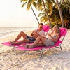 image:imageGoplus Tanning Chair Portable Lightweight 105LBS Beach Lounger with Face Arm Holes Adjustable 5Position 330LBS Capacity Side Pocket Removable Cushions Portable Sunbathing Chair for PoolPink