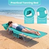 image:imageGoplus Tanning Chair Portable Lightweight 105LBS Beach Lounger with Face Arm Holes Adjustable 5Position 330LBS Capacity Side Pocket Removable Cushions Portable Sunbathing Chair for PoolMint Green