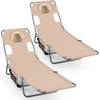 image:imageGoplus Tanning Chair Portable Lightweight 105LBS Beach Lounger with Face Arm Holes Adjustable 5Position 330LBS Capacity Side Pocket Removable Cushions Portable Sunbathing Chair for PoolBiege