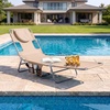 image:imageGoplus Tanning Chair Portable Lightweight 105LBS Beach Lounger with Face Arm Holes Adjustable 5Position 330LBS Capacity Side Pocket Removable Cushions Portable Sunbathing Chair for PoolBiege