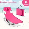 image:imageGoplus Tanning Chair Portable Lightweight 105LBS Beach Lounger with Face Arm Holes Adjustable 5Position 330LBS Capacity Side Pocket Removable Cushions Portable Sunbathing Chair for PoolPink