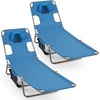 image:imageGoplus Tanning Chair Portable Lightweight 105LBS Beach Lounger with Face Arm Holes Adjustable 5Position 330LBS Capacity Side Pocket Removable Cushions Portable Sunbathing Chair for PoolBlue