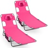 image:imageGoplus Tanning Chair Portable Lightweight 105LBS Beach Lounger with Face Arm Holes Adjustable 5Position 330LBS Capacity Side Pocket Removable Cushions Portable Sunbathing Chair for PoolPink