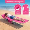 image:imageGoplus Tanning Chair Portable Lightweight 105LBS Beach Lounger with Face Arm Holes Adjustable 5Position 330LBS Capacity Side Pocket Removable Cushions Portable Sunbathing Chair for PoolPink