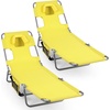image:imageGoplus Tanning Chair Portable Lightweight 105LBS Beach Lounger with Face Arm Holes Adjustable 5Position 330LBS Capacity Side Pocket Removable Cushions Portable Sunbathing Chair for PoolYellow