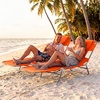 image:imageGoplus Tanning Chair Portable Lightweight 105LBS Beach Lounger with Face Arm Holes Adjustable 5Position 330LBS Capacity Side Pocket Removable Cushions Portable Sunbathing Chair for PoolOrange