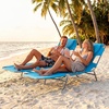 image:imageGoplus Tanning Chair Portable Lightweight 105LBS Beach Lounger with Face Arm Holes Adjustable 5Position 330LBS Capacity Side Pocket Removable Cushions Portable Sunbathing Chair for PoolLight Blue