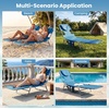 image:imageGoplus Tanning Chair Portable Lightweight 105LBS Beach Lounger with Face Arm Holes Adjustable 5Position 330LBS Capacity Side Pocket Removable Cushions Portable Sunbathing Chair for PoolBlue