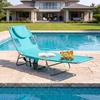 image:imageGoplus Tanning Chair Portable Lightweight 105LBS Beach Lounger with Face Arm Holes Adjustable 5Position 330LBS Capacity Side Pocket Removable Cushions Portable Sunbathing Chair for PoolMint Green