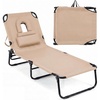 image:imageGoplus Tanning Chair Folding Beach Lounge Chair with Face Hole Removable Pillow Carry Strap Position Adjustable Sunbathing Chair Portable Outside Lounge Chair for Patio Pool 1 RedBeige