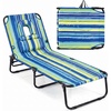 image:imageGoplus Tanning Chair Folding Beach Lounge Chair with Face Hole Removable Pillow Carry Strap Position Adjustable Sunbathing Chair Portable Outside Lounge Chair for Patio Pool 1 RedBlue Stripe