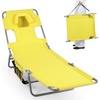 image:imageGoplus Tanning Chair Portable Lightweight 105LBS Beach Lounger with Face Arm Holes Adjustable 5Position 330LBS Capacity Side Pocket Removable Cushions Portable Sunbathing Chair for PoolYellow