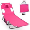 image:imageGoplus Tanning Chair Portable Lightweight 105LBS Beach Lounger with Face Arm Holes Adjustable 5Position 330LBS Capacity Side Pocket Removable Cushions Portable Sunbathing Chair for PoolPink