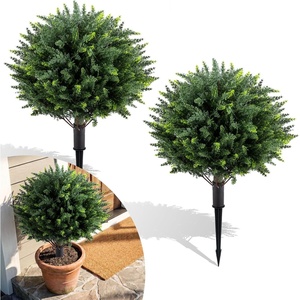 image:imageGoplus 275 Artificial Cypress Topiary Trees Set of 2 Faux Topiary Bushes Shrubs with Ground Spikes Indoor Outdoor SunResistant Fake Evergreen Shrub Plants for Front Porch Patio Home DecorationCypress