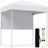 image:imageGoplus 6 x 4 FT Pop Up Canopy UPF50 Easy Setup Tent w 1 Half Sidewall SilverCoated Top Foldable Outdoor Gazebo wCarrying Bag Sun Shelter Tent for Events Sports Camping Markets BlueWhite