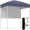 image:imageGoplus 6 x 4 FT Pop Up Canopy UPF50 Easy Setup Tent w 1 Half Sidewall SilverCoated Top Foldable Outdoor Gazebo wCarrying Bag Sun Shelter Tent for Events Sports Camping Markets BlueGray