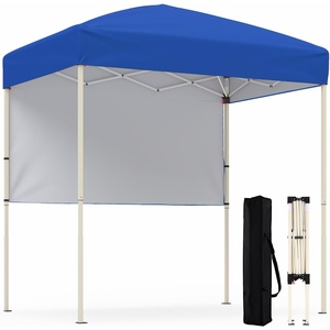 image:imageGoplus 6 x 4 FT Pop Up Canopy UPF50 Easy Setup Tent w 1 Half Sidewall SilverCoated Top Foldable Outdoor Gazebo wCarrying Bag Sun Shelter Tent for Events Sports Camping Markets BlueBlue