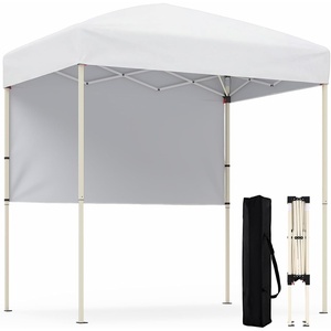 image:imageGoplus 6 x 4 FT Pop Up Canopy UPF50 Easy Setup Tent w 1 Half Sidewall SilverCoated Top Foldable Outdoor Gazebo wCarrying Bag Sun Shelter Tent for Events Sports Camping Markets BlueWhite