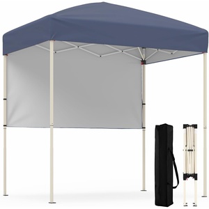 image:imageGoplus 6 x 4 FT Pop Up Canopy UPF50 Easy Setup Tent w 1 Half Sidewall SilverCoated Top Foldable Outdoor Gazebo wCarrying Bag Sun Shelter Tent for Events Sports Camping Markets BlueGray