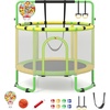 image:imageGoplus Trampoline for Kids with Enclosure 6in1 Indoor Outdoor Toddler Trampoline with Adjustable Gymnastics Bar Swing Basketball Hoop and Toys Birthday Gifts for Boys Girls Age 3Green