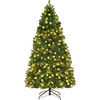 image:imageGoplus 7ft Prelit Christmas Tree Artificial Hinged Spruce Xmas Full Tree with 300 LED Lights 1096 PVC Tips Folding Metal Stand for Home Office Party Decoration7 FT