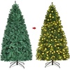 image:imageGoplus 7ft Prelit Christmas Tree Artificial Hinged Spruce Xmas Full Tree with 300 LED Lights 1096 PVC Tips Folding Metal Stand for Home Office Party Decoration7 FT