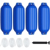 image:imageGoplus 4 Pack Marine Boat Fenders 23 X 65 27 X 85 Ribbed Twin Eyes Boat Fender with 4 Ropes amp 1 Air Pump Various Sizes amp Colors Vinyl Inflatable Boat Bumpers for Docking Pontoon BoatsBlue