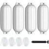 image:imageGoplus 4 Pack Marine Boat Fenders 23 X 65 27 X 85 Ribbed Twin Eyes Boat Fender with 4 Ropes amp 1 Air Pump Various Sizes amp Colors Vinyl Inflatable Boat Bumpers for Docking Pontoon BoatsWhite