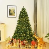 image:imageGoplus 7ft Prelit Christmas Tree Artificial Hinged Spruce Xmas Full Tree with 300 LED Lights 1096 PVC Tips Folding Metal Stand for Home Office Party Decoration7 FT