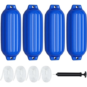 image:imageGoplus 4 Pack Marine Boat Fenders 23 X 65 27 X 85 Ribbed Twin Eyes Boat Fender with 4 Ropes amp 1 Air Pump Various Sizes amp Colors Vinyl Inflatable Boat Bumpers for Docking Pontoon BoatsBlue