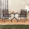 image:imageGoplus Bistro Table and Chairs Set of 2 Outdoor 3 Piece Patio Bistro Set with 157 Umbrella Hole Tempered Glass Tabletop 2 Folding Chairs Small Patio Furniture Dining Set for Garden BalconyBrownwave Backrest