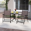 image:imageGoplus Bistro Table and Chairs Set of 2 Outdoor 3 Piece Patio Bistro Set with 157 Umbrella Hole Tempered Glass Tabletop 2 Folding Chairs Small Patio Furniture Dining Set for Garden BalconyBrownwave Backrest